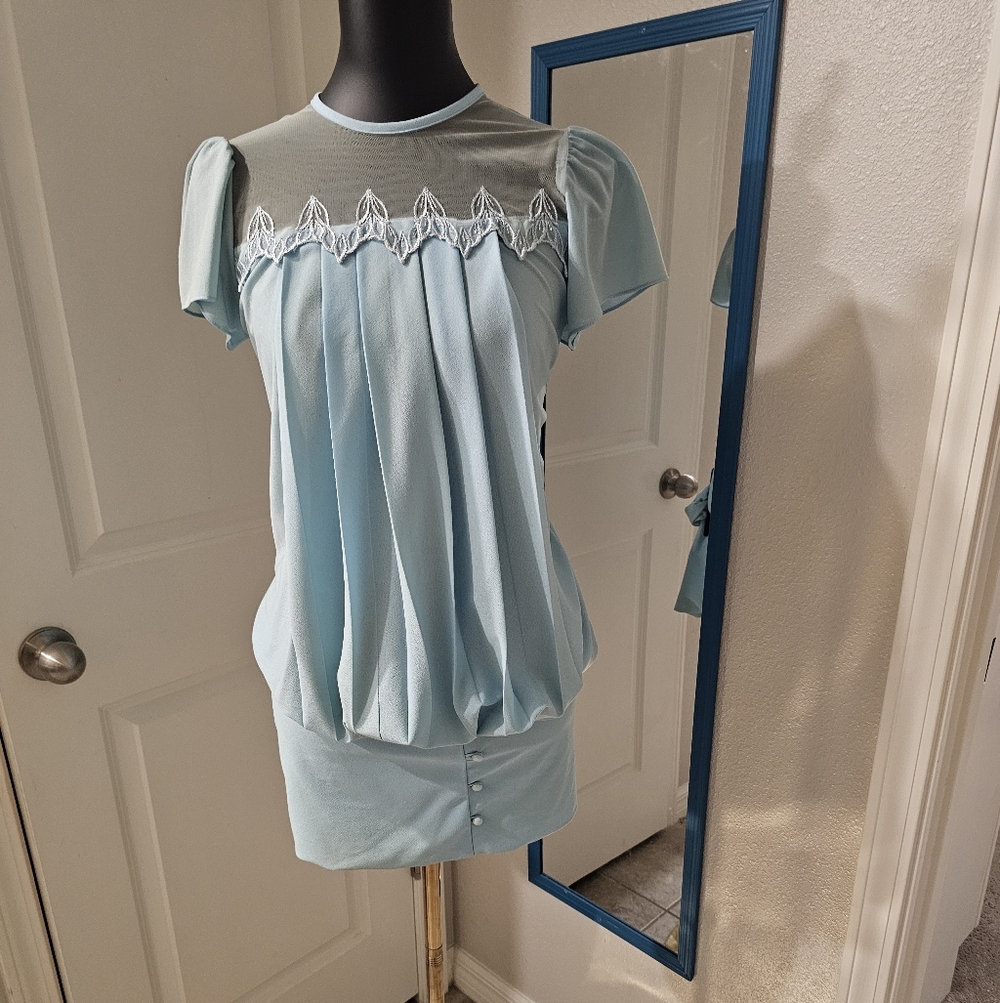 Vintage Light Blue Women's Bridesmaid Dress - Size 3/4